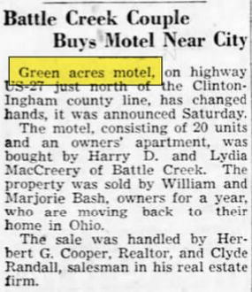 Green Acres Motel - Aug 1952 Changes Hands (newer photo)